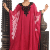 Burgundy Farasha Maxi Dress – Modest Embroidered Abaya Kaftan | Satika India