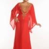 Red Georgette Hand Embroidery Party Wear Galabiya