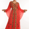 Red Georgette Hand Embroidery Party Wear Kaftan