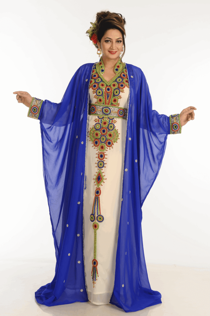 Multicolor Georgette Hand Embroidery Party Wear Kaftan