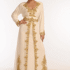 Off White Georgette Hand Embroidery Party Wear Kaftan