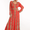 Red Georgette Hand Embroidery Party Wear Kaftan