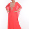 Peach Georgette Hand Embroidery Party Wear Kaftan