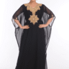 Black Moroccan Farasha Caftan – Zari Embroidered Tachkita Dress | Satika India Canada