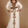 Off White Georgette Hand Embroidery Party Wear Kaftan