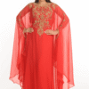 Red Georgette Hand Embroidery Party Wear Kaftan