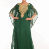 Bottle Green Moroccan Kaftan – Embroidered Farasha Jalabiya Abaya Dress | Satika India France
