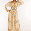 Off White Georgette Hand Embroidery Party Wear Kaftan