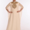 White Hand Embroidered Dubai Kaftan – Luxury Farasha Abaya Dress | Satika India