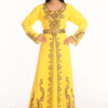 Yellow Georgette Hand Embroidery Party Wear Kaftan