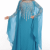 Blue Georgette Kaftan With Hand-Embroidered Details for Party Wear