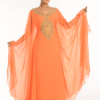 Peach Georgette Hand Embroidery Party Wear Kaftan
