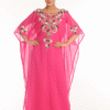 Fuchsia Pink Georgette Hand Embroidery Party Wear Kaftan