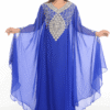 Blue Embroidered Farasha Kaftan Jalabiya Islamic Dress – Satika India UK