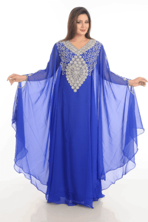Blue Embroidered Farasha Kaftan Jalabiya Islamic Dress – Satika India UK
