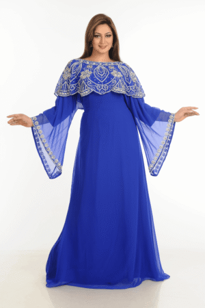 Royal Blue Georgette Hand Embroidery Party Wear Kaftan