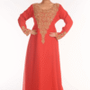 Peach Georgette Hand Embroidery Party Wear Kaftan