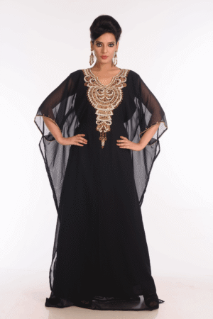 Black Georgette Hand Embroidery Party Wear Kaftan