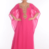Pink Georgette Hand Embroidery Party Wear Kaftan