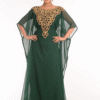 Green Muslim Party Wear Kaftan – Embroidered Abaya Farasha Gown | Satika India Canada
