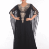 Black Stylish Kaftan – Dubai Abaya Farasha Style Dress with Embroidery | Satika India