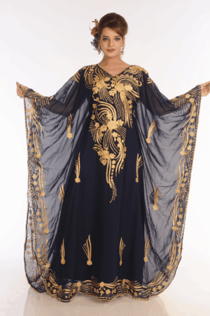 Black Farasha Kaftan with Zari Embroidery – Islamic Wear | Satika India Australia