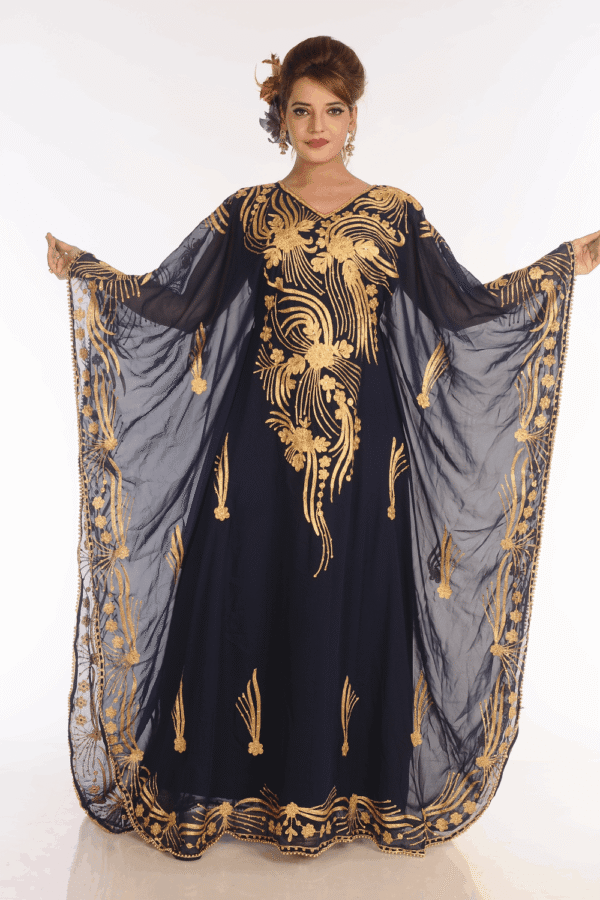 Black Farasha Kaftan with Zari Embroidery – Islamic Wear | Satika India Australia