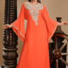 Peach Georgette Hand Embroidery Party Wear Kaftan