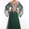 Green Embroidered Jalabiya – Designer Abaya Kaftan for Women UAE | Satika India