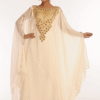 Off White Georgette Hand Embroidery Party Wear Kaftan