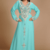 Sky Blue Georgette Hand Embroidery Party Wear Kaftan