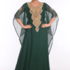 Bottle Green Georgette Hand Embroidery Party Wear Kaftan