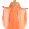 Peach Georgette Hand Embroidery Party Wear Kaftan