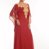 Maroon Moroccan Zari Embroidered Farasha Caftan – Tachkita Style Jalabiya | Satika India Canada