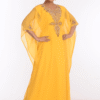 Yellow Embroidered Farasha Kaftan Jalabiya – Modest Islamic Dress | Satika India Singapore