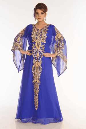 Royal Blue Georgette Hand Embroidery Party Wear Kaftan