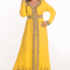 Yellow Georgette Hand Embroidery Party Wear Kaftan