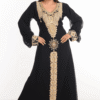 Black Velvet Moroccan Wedding Kaftan with Hand Embroidery