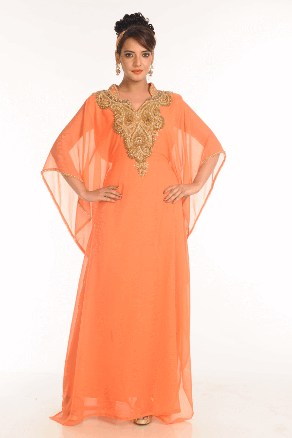 Peach Moroccan Kaftan – Islamic Traditional Clothing for Women