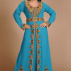Firozi Blue Georgette Hand Embroidery Party Wear Kaftan